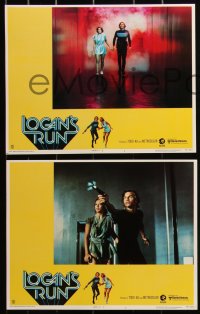 3d1101 LOGAN'S RUN 8 LCs 1976 great images of Michael York & Jenny Agutter, Charles Moll border art!