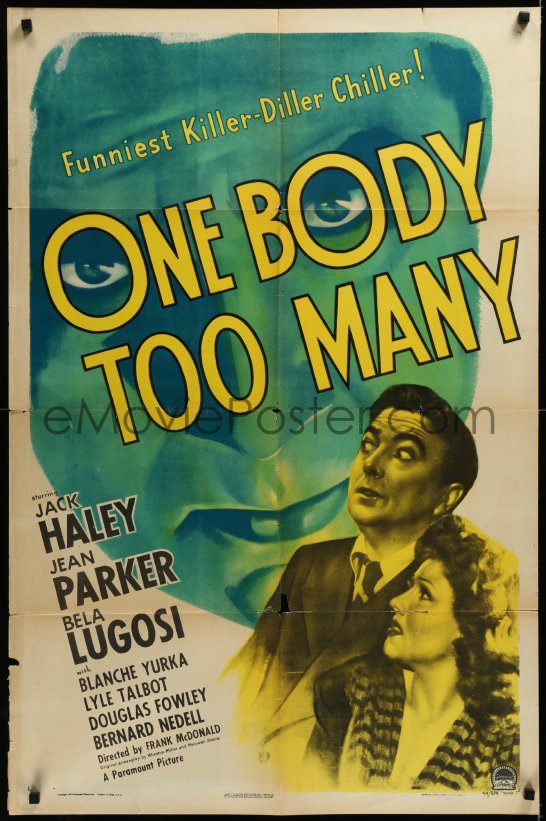 3d0621 ONE BODY TOO MANY 1sh 1944 huge spooky