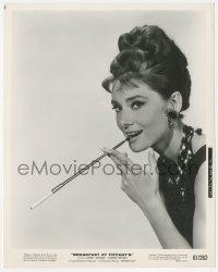 3f1577 BREAKFAST AT TIFFANY'S 8x10 still 1961 best portrait of Audrey Hepburn w/cigarette in holder!