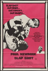 3f0544 SLAP SHOT Aust 1sh 1977 Paul Newman hockey sports classic, great different art!