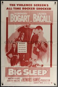 3f0905 BIG SLEEP 1sh R1954 Humphrey Bogart, sexy Lauren Bacall, Howard Hawks classic!