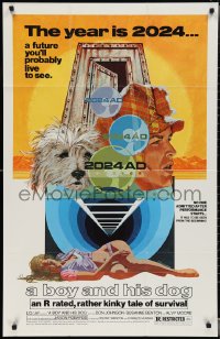 3f0919 BOY & HIS DOG 1sh 1975 cool Robert Tanenbaum sci-fi artwork with sexy half-dressed woman!