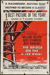 3f0924 BRIDGE ON THE RIVER KWAI 1sh 1958 William Holden, Alec Guinness, David Lean classic!