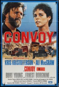 3f0941 CONVOY English 1sh 1978 Gadino art of barechested trucker Kris Kristofferson & Ali McGraw!