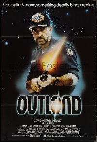 3f1079 OUTLAND English 1sh 1981 Sean Connery blasting shotgun is the only law on Jupiter's moon!