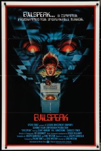 3f0965 EVILSPEAK int'l 1sh 1981 computer programmed for unspeakable terror, C.W. Taylor sci-fi art!