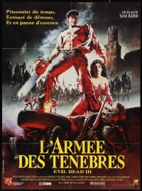 3f0371 ARMY OF DARKNESS French 1p 1993 Sam Raimi, Hussar art of Bruce Campbell w/ chainsaw hand!