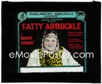 3f1263 BACK STAGE glass slide 1919 wonderful close up of Fatty Arbuckle, who directed & starred!