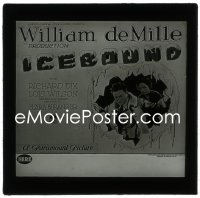 3f1273 ICEBOUND glass slide 1924 Richard Dix & Lois Wilson in art of frozen heart, ultra rare!