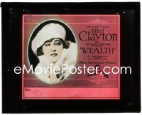 3f1291 WEALTH glass slide 1921 close portrait of pretty Ethel Clayton + giraffe performing on stage!