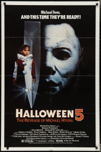 3f0997 HALLOWEEN 5 1sh 1989 The Revenge of Michael Myers, cool horror image!