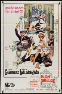 3f1008 HOTEL PARADISO 1sh 1966 wacky Frank Frazetta art of Alec Guinness & sexy Gina Lollobrigida!