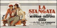 3f0350 STING Italian 109x223 1974 Richard Amsel art of con men Paul Newman & Robert Redford, rare!