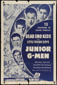 3f1024 JUNIOR G-MEN 1sh R1948 Huntz Hall, The Dead End Kids & Little Tough Guys serial!