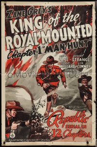 3f1027 KING OF THE ROYAL MOUNTED chapter 1 1sh 1940 Canadian Mountie serial, Manhunt!