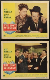 3f0877 LOST WEEKEND 2 LCs 1945 alcoholic Ray Milland & Doris Dowling, directed by Billy Wilder!