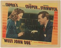 3f0739 MEET JOHN DOE LC 1941 great c/u of smiling Barbara Stanwyck & Gary Cooper, Frank Capra!