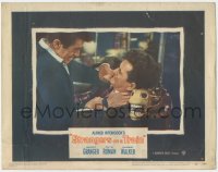 3f0782 STRANGERS ON A TRAIN LC #8 1951 Hitchcock, Farley Granger choking Robert Walker on carousel!