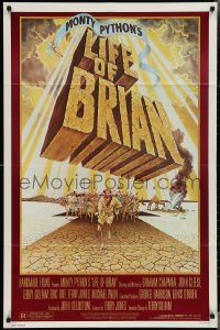 3f1039 LIFE OF BRIAN 1sh 1979 Monty Python, great wacky artwork of Chapman running from mob!