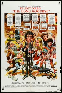 3f1044 LONG GOODBYE style C 1sh 1973 Elliott Gould as Philip Marlowe, great Jack Davis artwork!