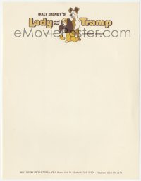 3f0474 LADY & THE TRAMP letterhead R1972 Walt Disney classic canine cartoon!