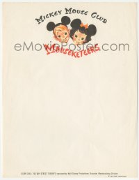 3f0476 MICKEY MOUSE CLUB letterhead 1950s great art of cute Mouseketeers wearing Mickey Mouse ears!