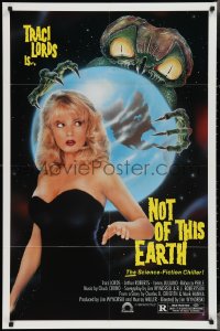 3f1072 NOT OF THIS EARTH 1sh 1988 sexy Traci Lords, artwork of creepy bug-eyed alien!