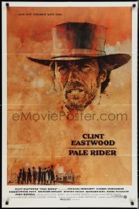 3f1083 PALE RIDER int'l 1sh 1985 close-up art of cowboy Clint Eastwood by C. Michael Dudash!