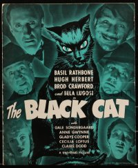 3f0286 BLACK CAT pressbook 1941 Bela Lugosi, Basil Rathbone, ultra rare Universal horror, cool art!