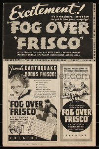 3f0300 FOG OVER FRISCO pressbook 1934 Bette Davis, female earthquake rocks San Francisco, rare!