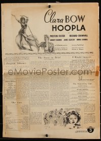 3f0304 HOOPLA pressbook 1933 great images of sexy Clara Bow, pre-Code, very rare!