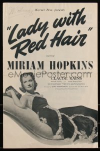 3f0311 LADY WITH RED HAIR pressbook 1940 great images of Miriam Hopkins & Claude Rains, ultra rare!