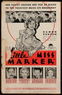 3f0315 LITTLE MISS MARKER pressbook 1934 Shirley Temple, Adolphe Menjou, Damon Runyon, ultra rare!