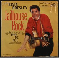 3f1214 JAILHOUSE ROCK 45 RPM record 1957 rock & roll king Elvis Presley sings Treat Me Nice!