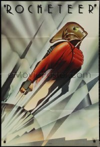 3f1101 ROCKETEER teaser 1sh 1991 Disney, vintage deco-style Mattos art of him soaring into sky!