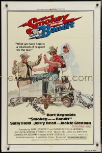 3f1120 SMOKEY & THE BANDIT 1sh 1977 Solie art of Burt Reynolds, Sally Field & Jackie Gleason!