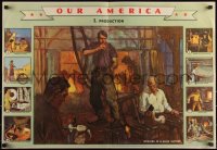 3f0422 OUR AMERICA set of 5 special posters 1940s changing raw materials into glass, Coca-Cola!