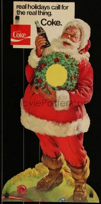 3f0017 COCA-COLA standee 1960s Santa Claus says it's the real thing, great Christmas image!