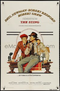 3f1133 STING 1sh 1974 artwork of con men Paul Newman & Robert Redford by Richard Amsel!