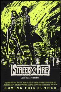 3f1140 STREETS OF FIRE advance 1sh 1984 Walter Hill, Riehm yellow dayglo art, a rock & roll fable!