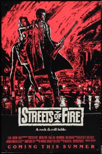 3f1139 STREETS OF FIRE advance 1sh 1984 Walter Hill, Riehm pink dayglo art, a rock & roll fable!