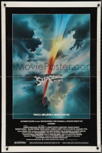 3f1149 SUPERMAN int'l 1sh 1978 D.C. comic book superhero Christopher Reeve, cool Bob Peak title art!