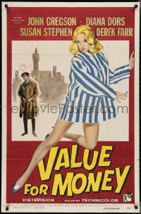 3f1185 VALUE FOR MONEY 1sh 1957 artwork of super sexy Diana Dors & John Gregson!