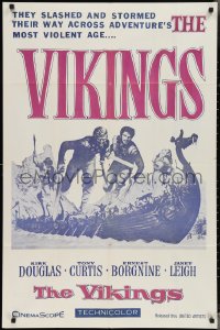 3f1186 VIKINGS military 1sh 1958 Kirk Douglas, Tony Curtis & Janet Leigh on long ship, ultra rare!