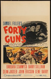 3f0228 FORTY GUNS WC 1957 Samuel Fuller, art of Barbara Stanwyck & Barry Sullivan on horseback!