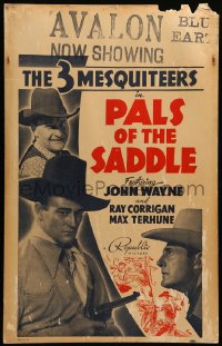 3f0248 PALS OF THE SADDLE WC 1938 great image of young John Wayne w/ The 3 Mesquiteers, ultra rare!