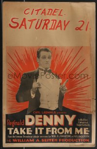 3f0264 TAKE IT FROM ME WC 1926 Reginald Denny will inherit a fortune if he can run a business, rare!