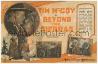 3f1226 BEYOND THE SIERRAS herald 1928 masked hero Tim McCoy in California, ultra rare!