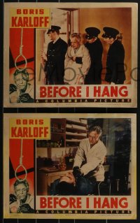 3f0853 BEFORE I HANG 4 LCs 1940 mad scientist Boris Karloff searching for the secret of youth!