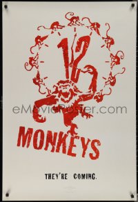 3g0659 12 MONKEYS teaser 1sh 1995 Bruce Willis, Brad Pitt, Stowe, Terry Gilliam directed sci-fi!